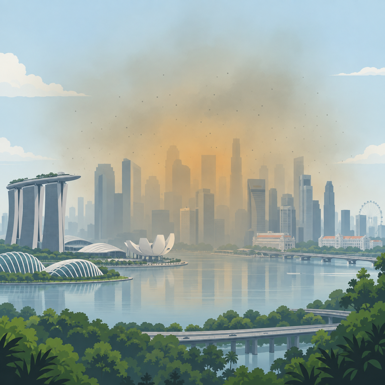 新加坡中部空气质量重回不健康水平，24小时PSI达104