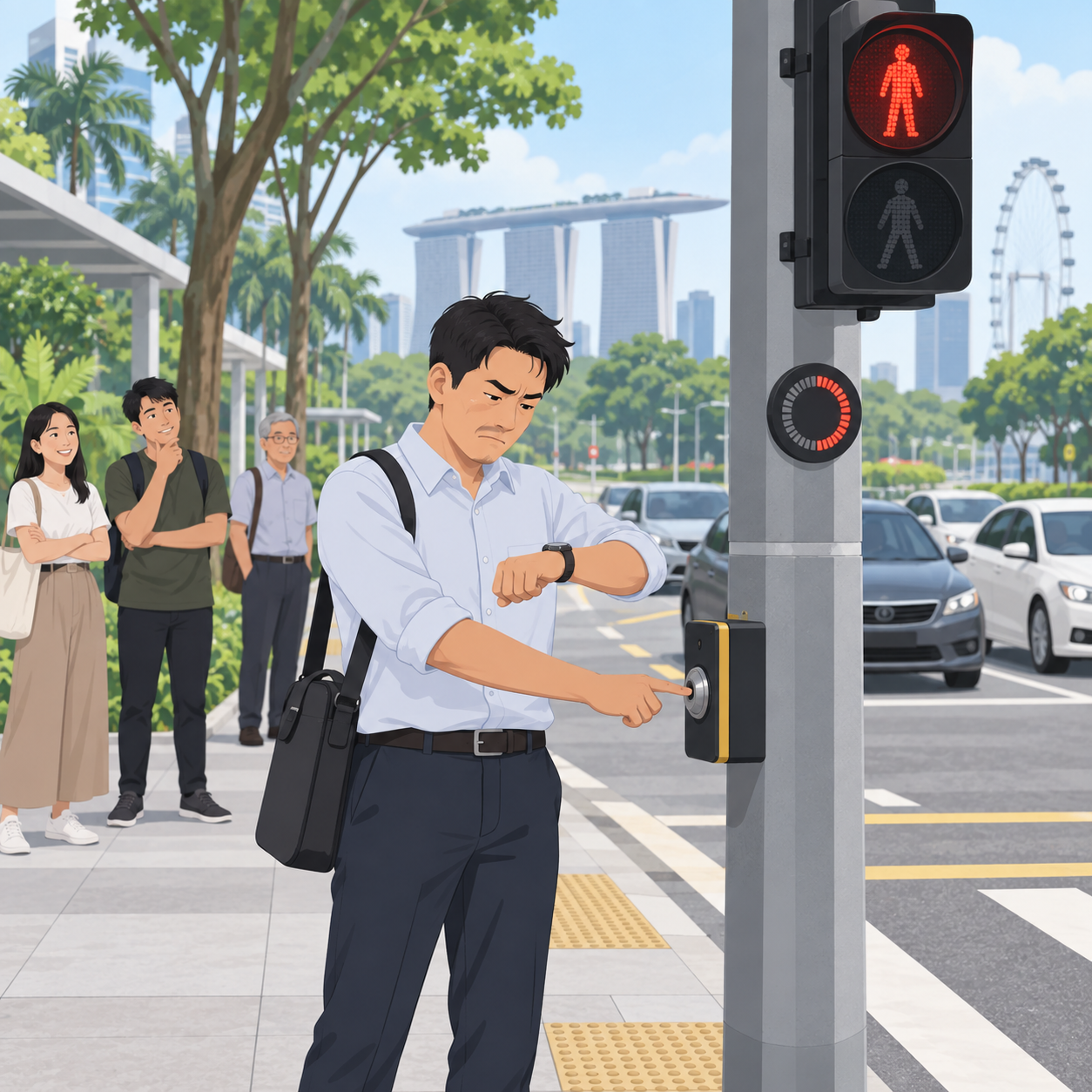 男子抱怨按下行人过街按钮后信号灯未立即变绿，遭网友嘲讽