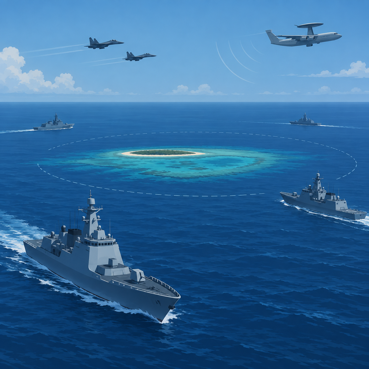 解放军在黄岩岛周边组织海空联合演训