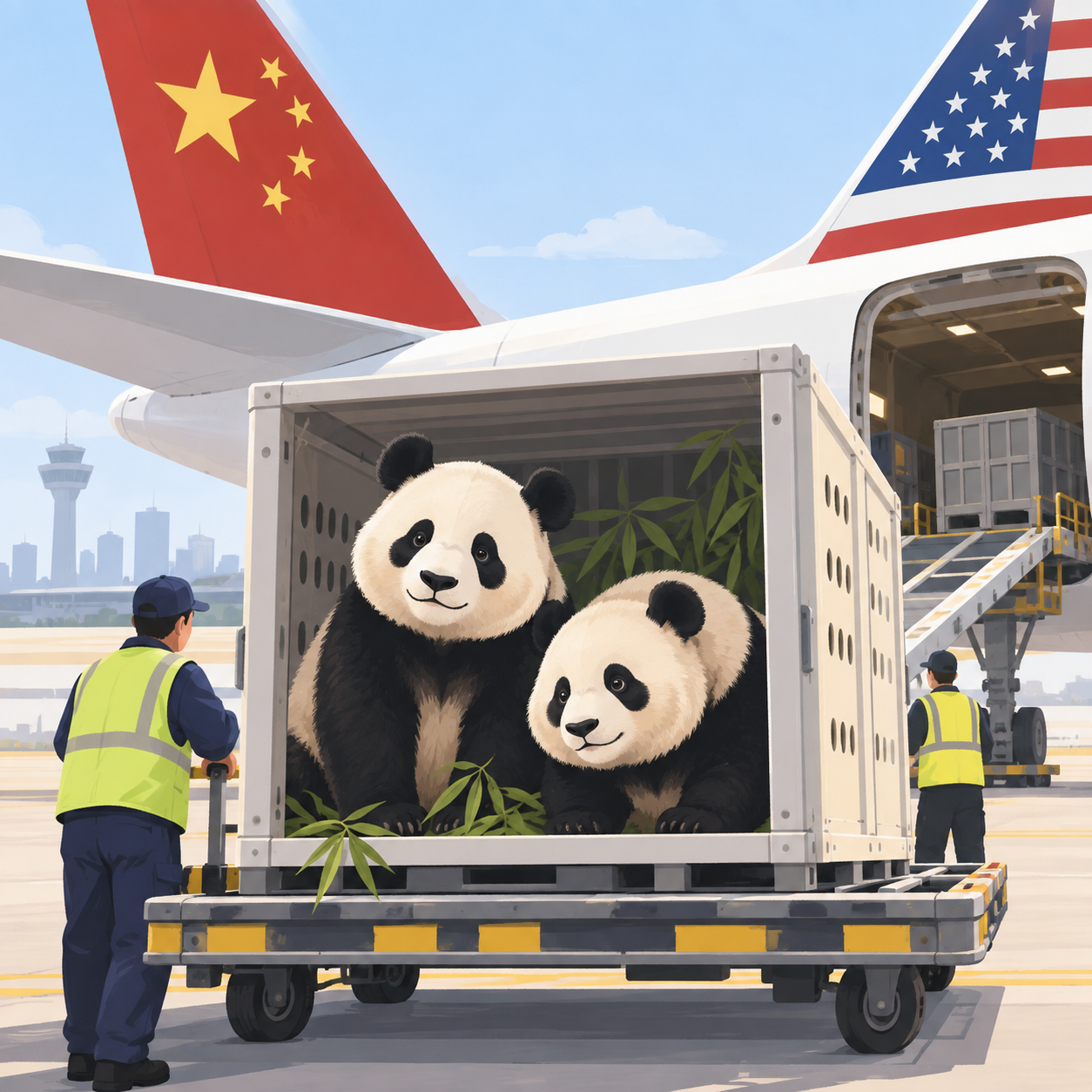 中国向美国送出两只大熊猫