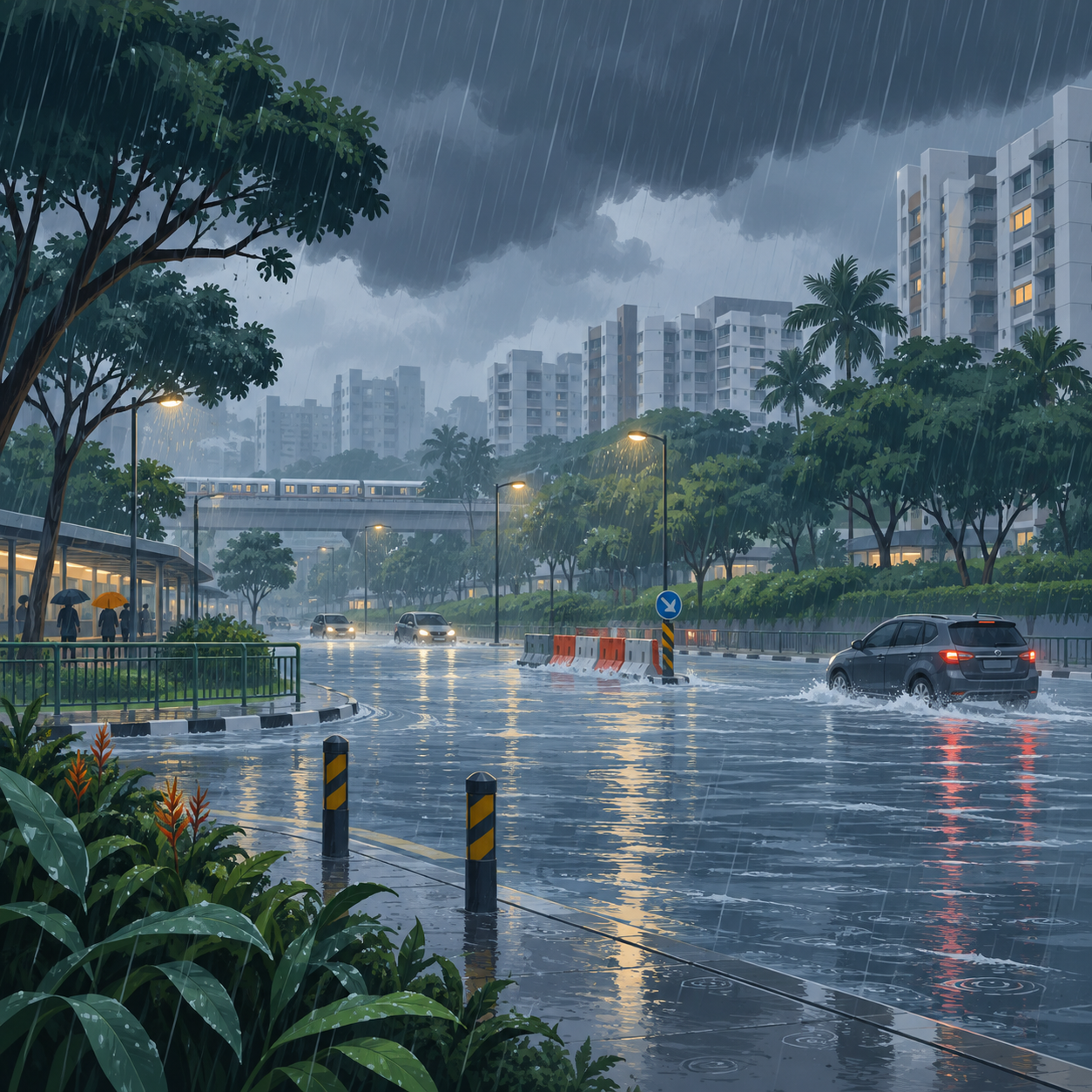 全岛多处暴雨 一处突发淹水逾20处有风险