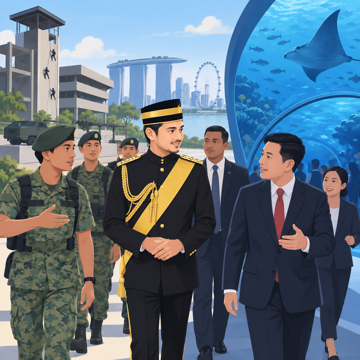 文莱王储将访问新加坡SAFTI城及海洋馆