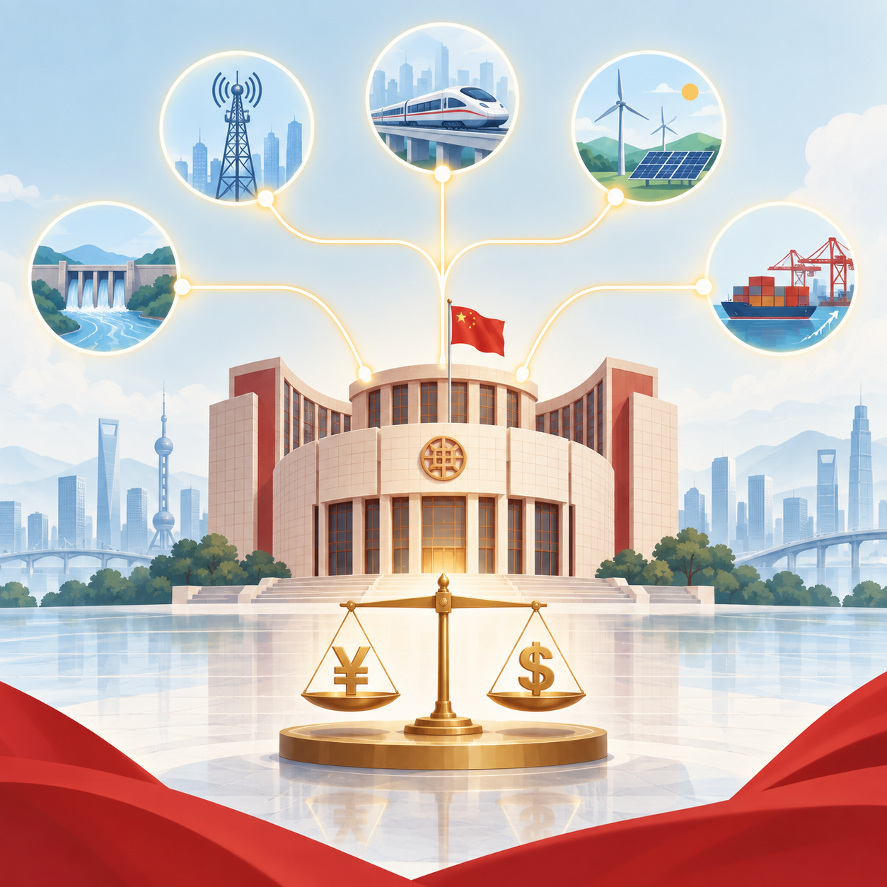 中国央行会议首提支持“六张网”建设并强化汇率稳定表述