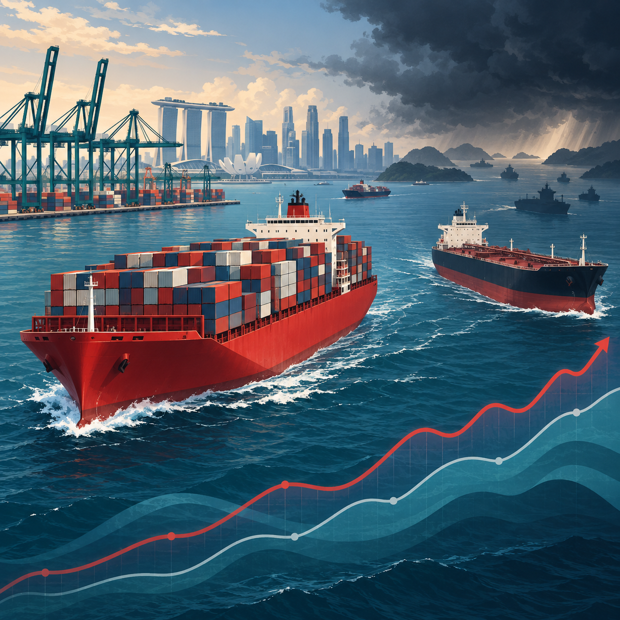 新加坡海运价格第二季度同比上涨32.6%