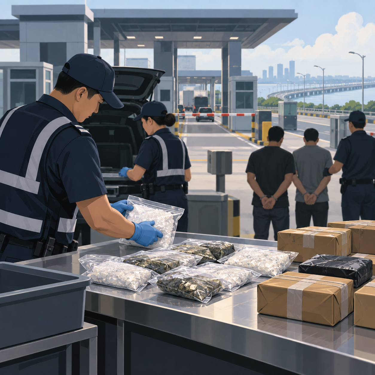 Tuas关卡查获逾100万新元毒品 两人被捕