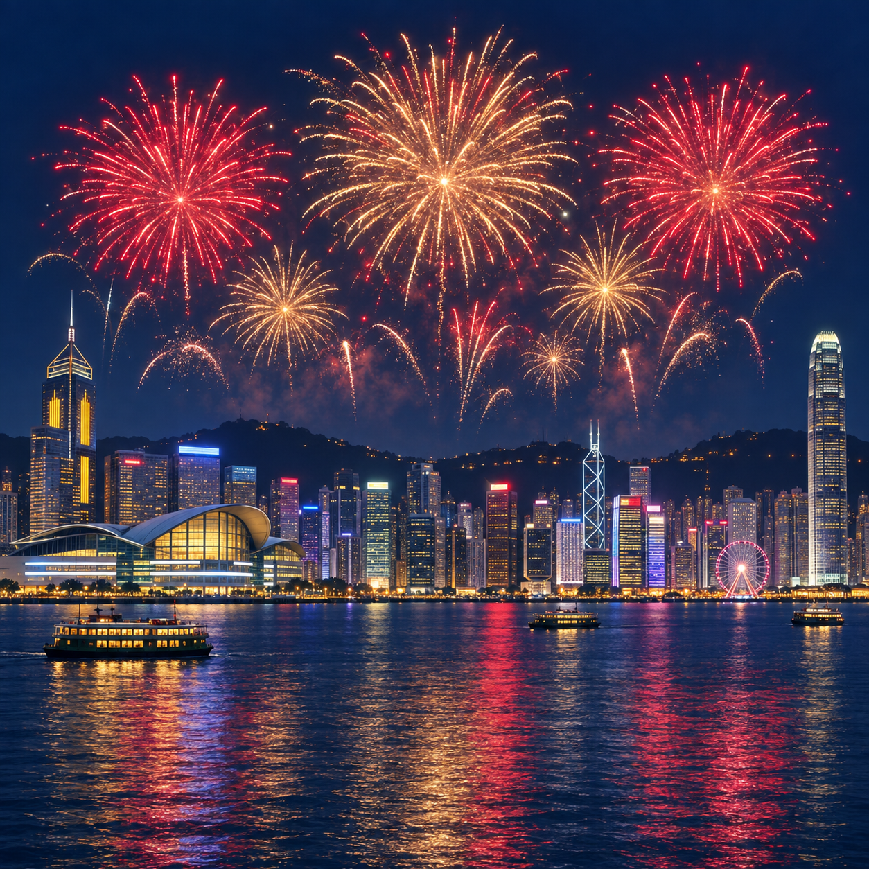 香港国庆烟花汇演10月1日晚维港上空举行
