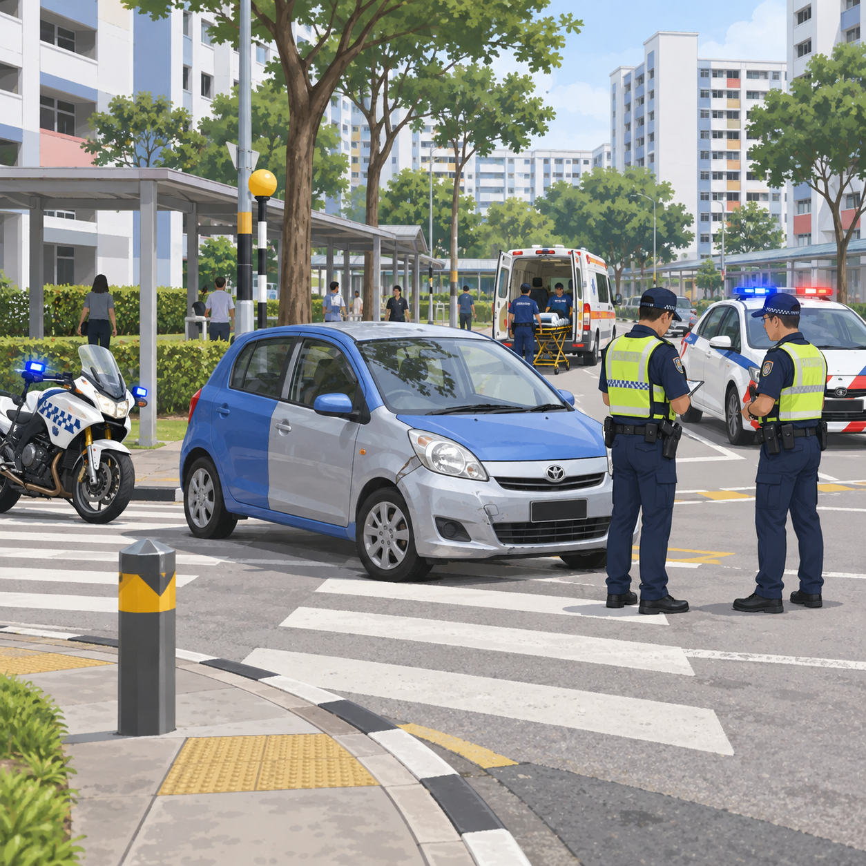裕廊西发生车祸，24岁男行人送院，司机协助警方调查
