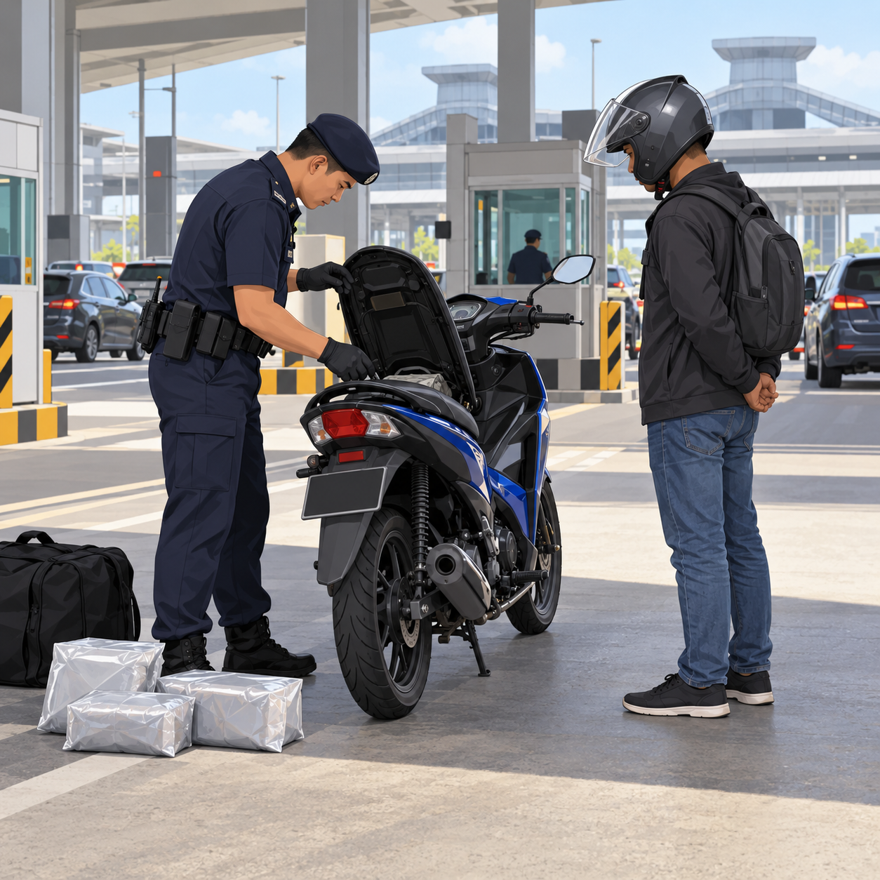 新加坡关卡人员在从大士入境的摩托车上查获毒品
