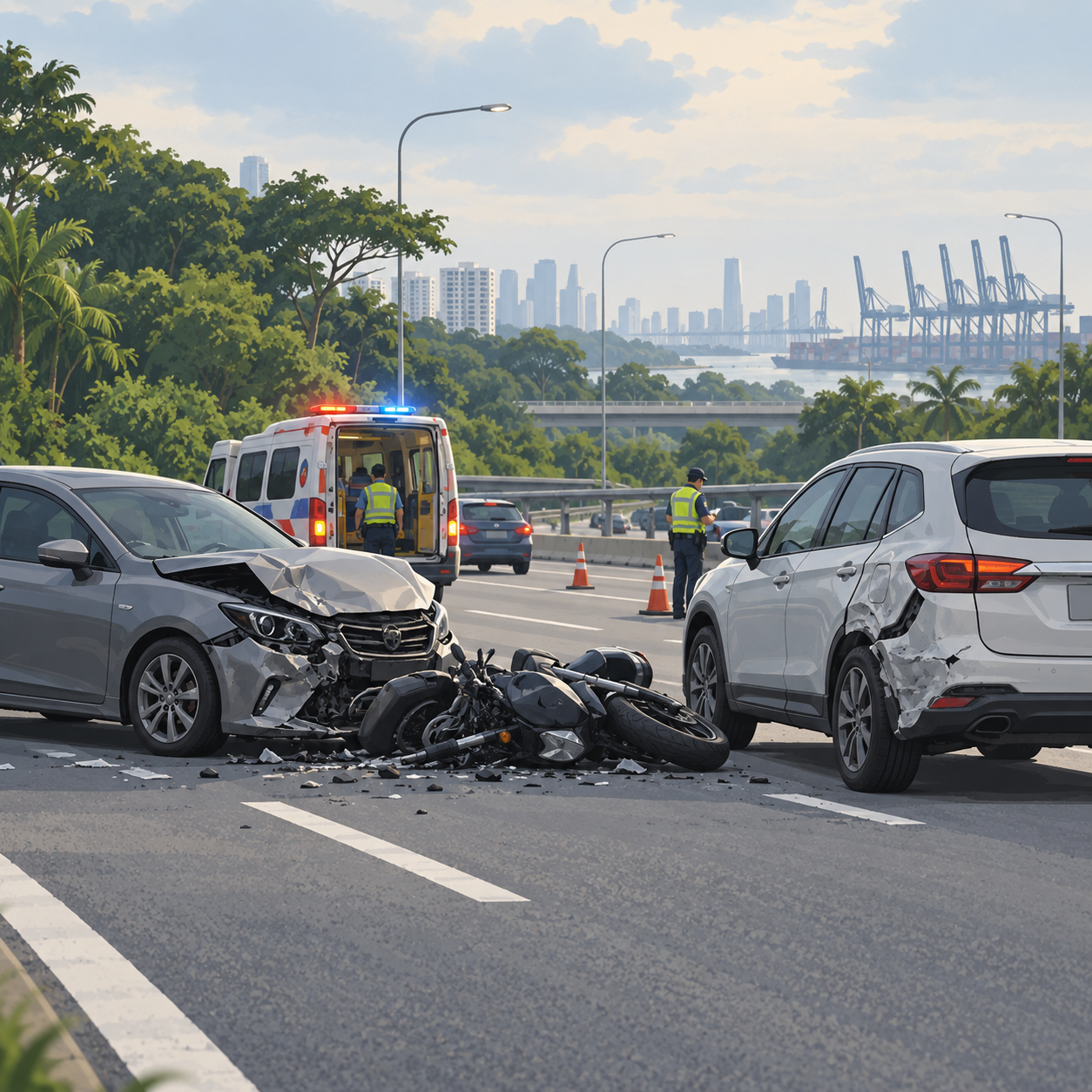 亚逸拉惹快速公路三车相撞，40岁摩托车骑士身亡