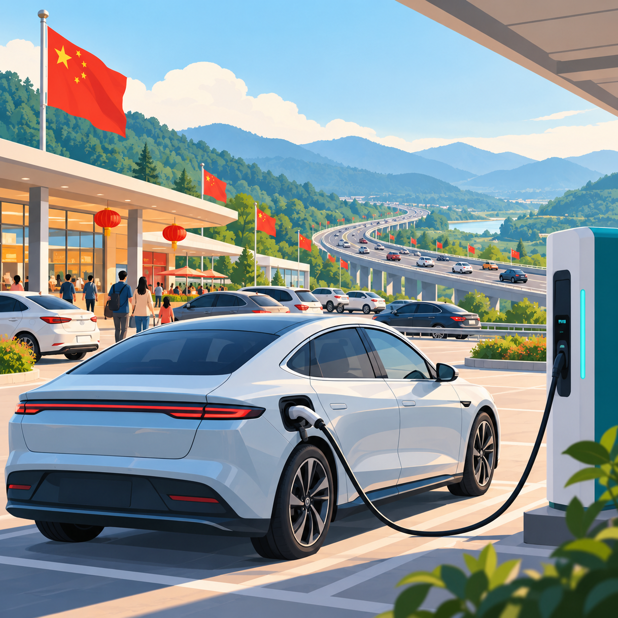 中国国庆假期前三天高速充电近297万次