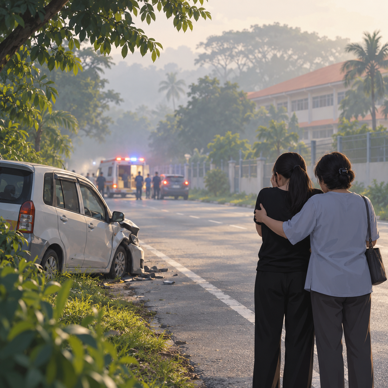 马来西亚柔佛三兄妹车祸身亡，43岁母亲悲痛不已