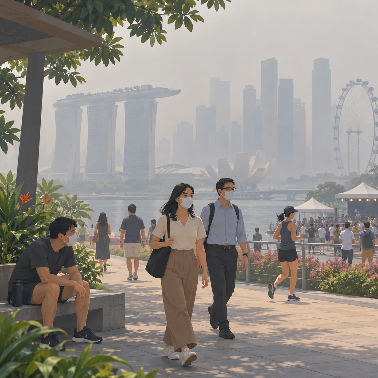 新加坡雾霾季空气质量创阶段新低 部分民众戴口罩减少户外活动