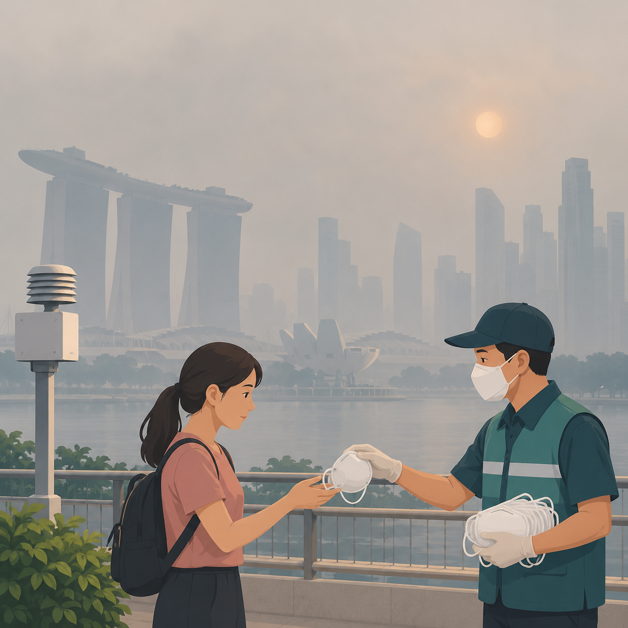 新加坡PSI达“非常不健康”时将发放N95口罩