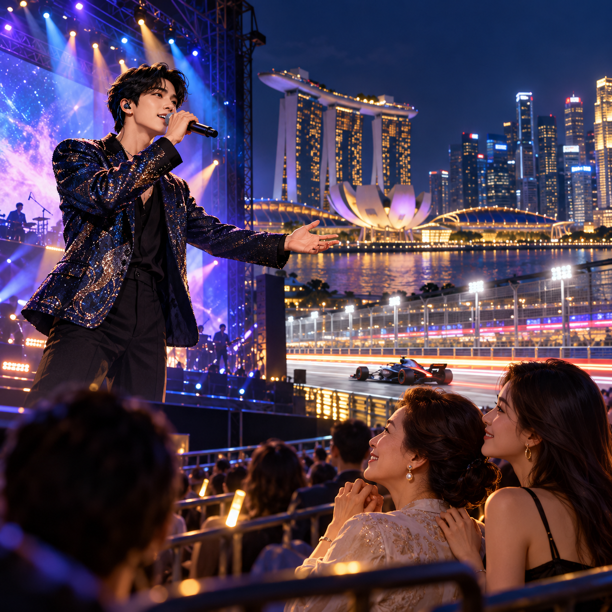 林俊杰F1压轴献唱20多首金曲，女友与母亲台下观演