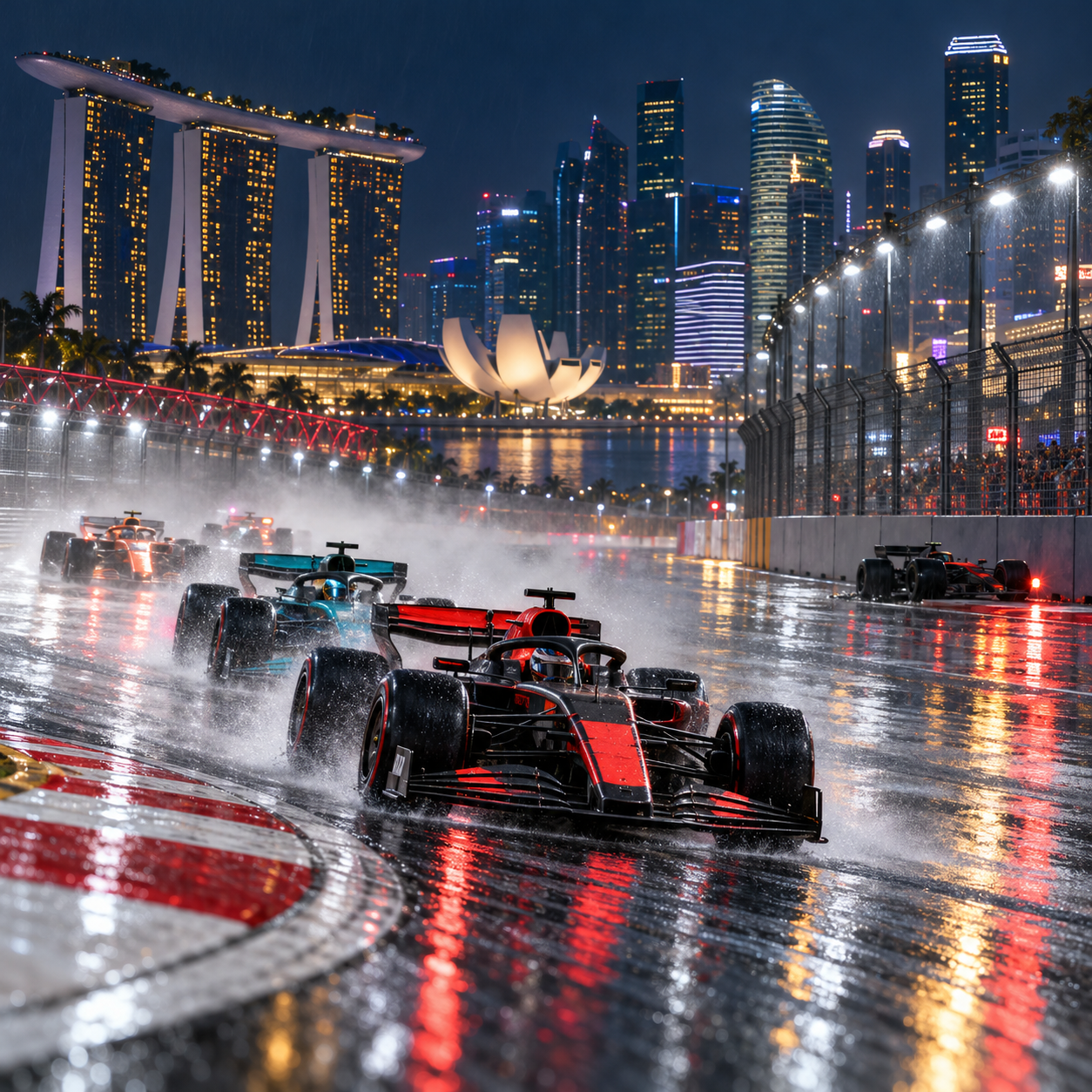 雨战九车退赛 维斯塔潘赢得新加坡首届F1冲刺赛