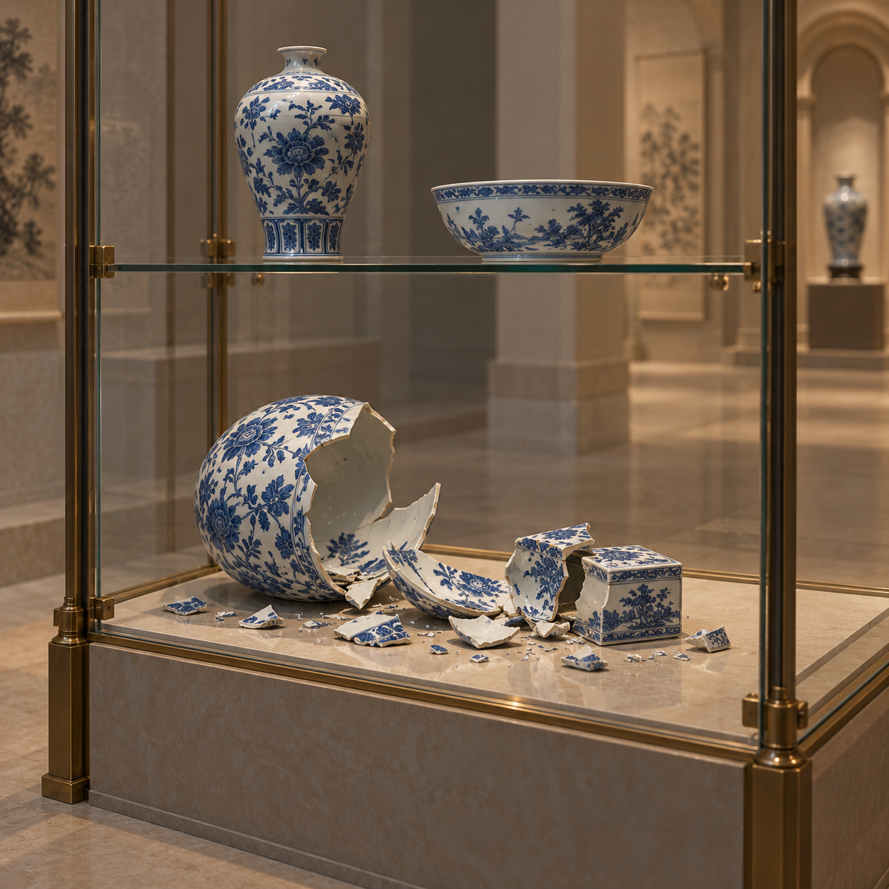 大英博物馆两件清代瓷器展出时摔碎，事故原因仍在调查