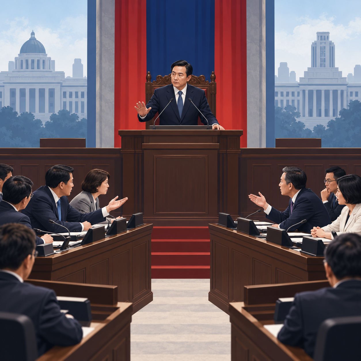 韩国瑜双十演说批行政院不副署法案，府方斥其言行失态
