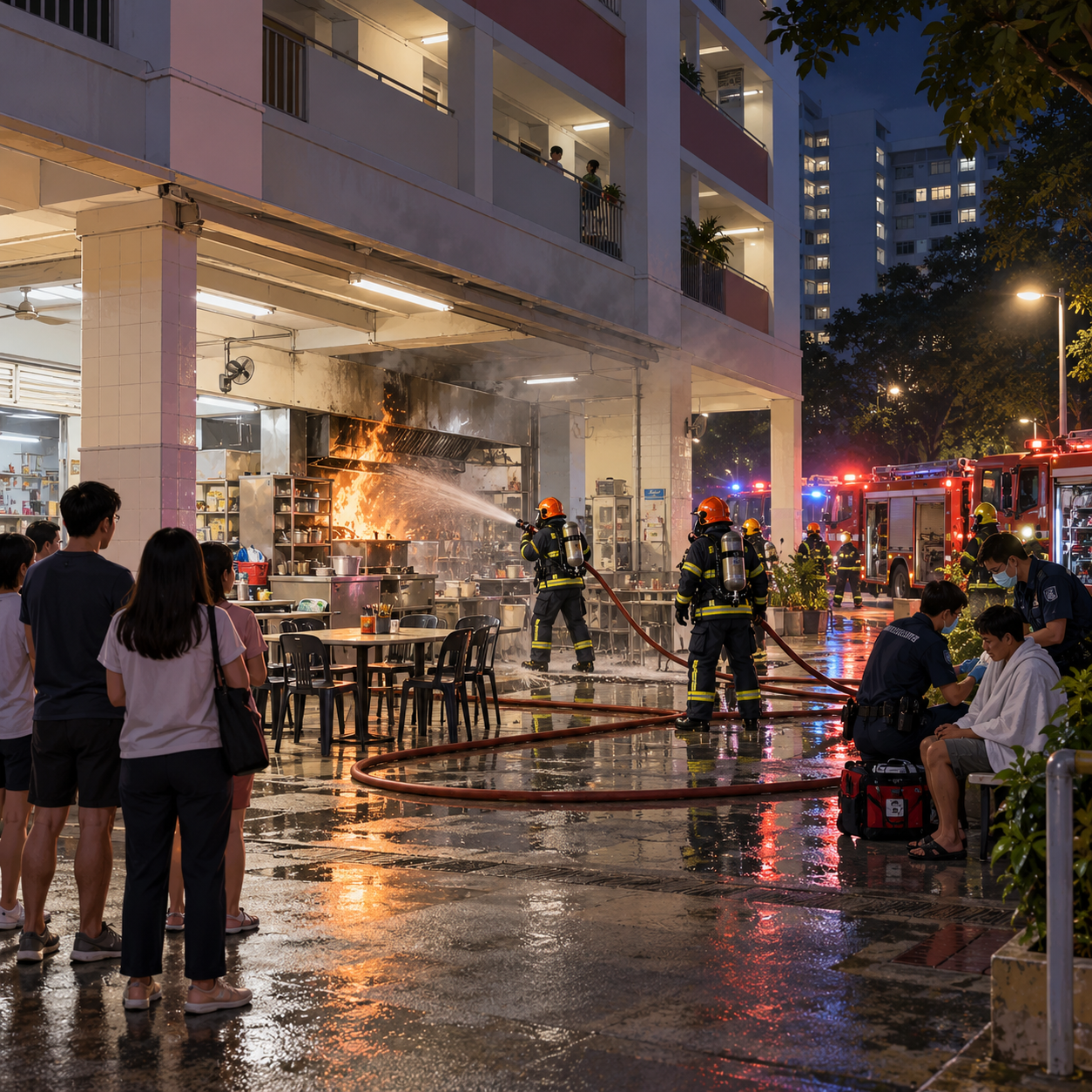 武吉巴督咖啡店火灾疏散约30人 1人送院