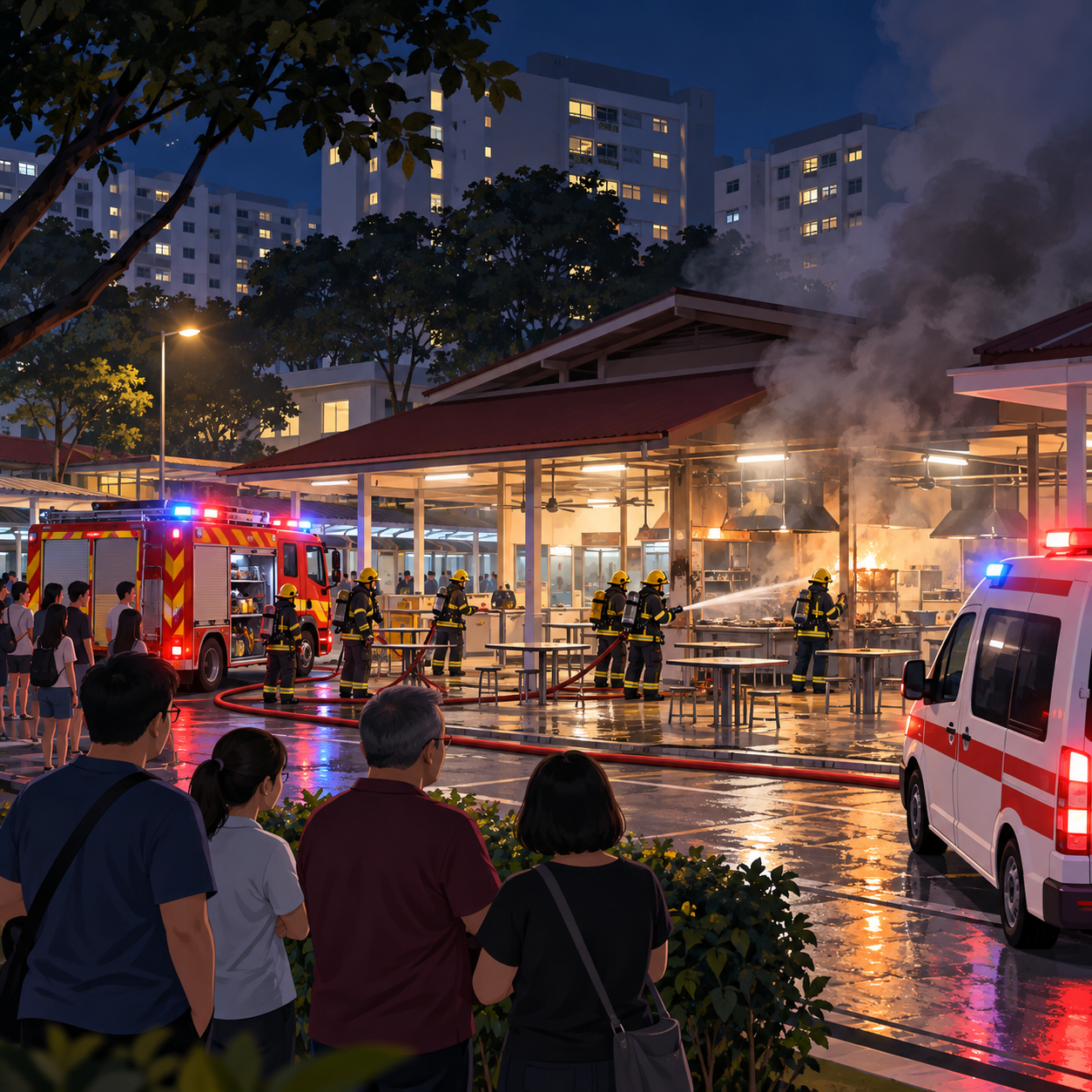 武吉巴督咖啡店起火，一人送院约30人疏散