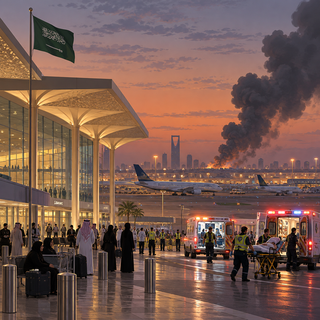 利雅得机场一天内再遭袭击，有人员受伤