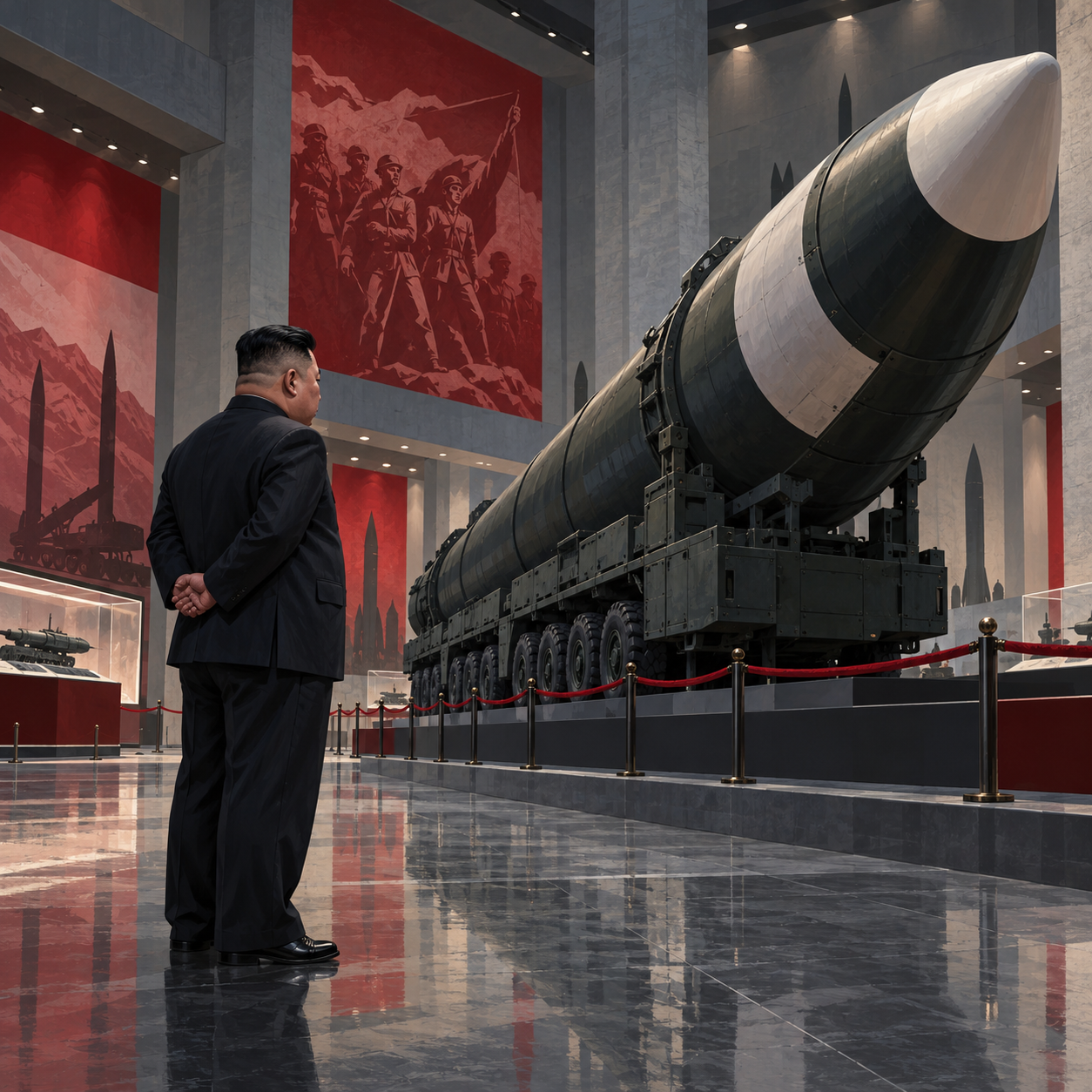 金正恩参观展示可打击美国的导弹的国防工业博物馆