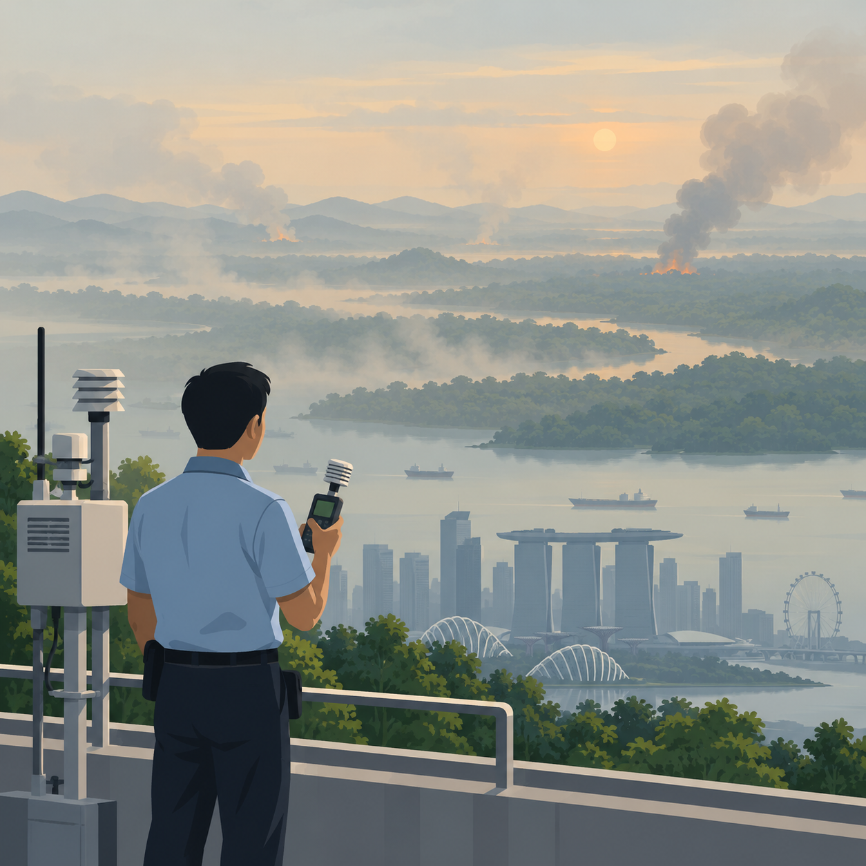 新加坡环保局密切监测烟霾，2015年四家企业调查仍在进行