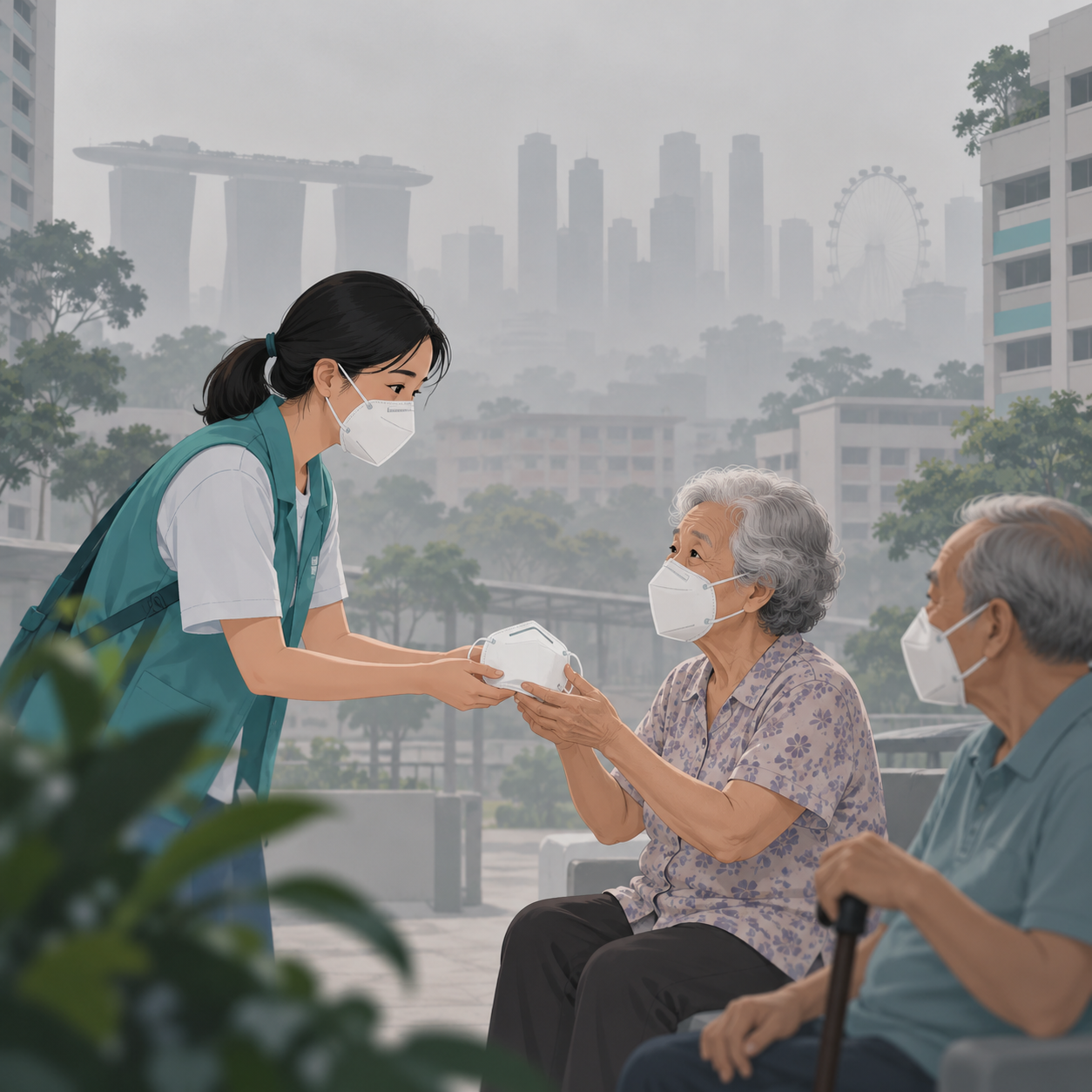 新加坡雾霾加剧 提前向弱势群体发放N95口罩