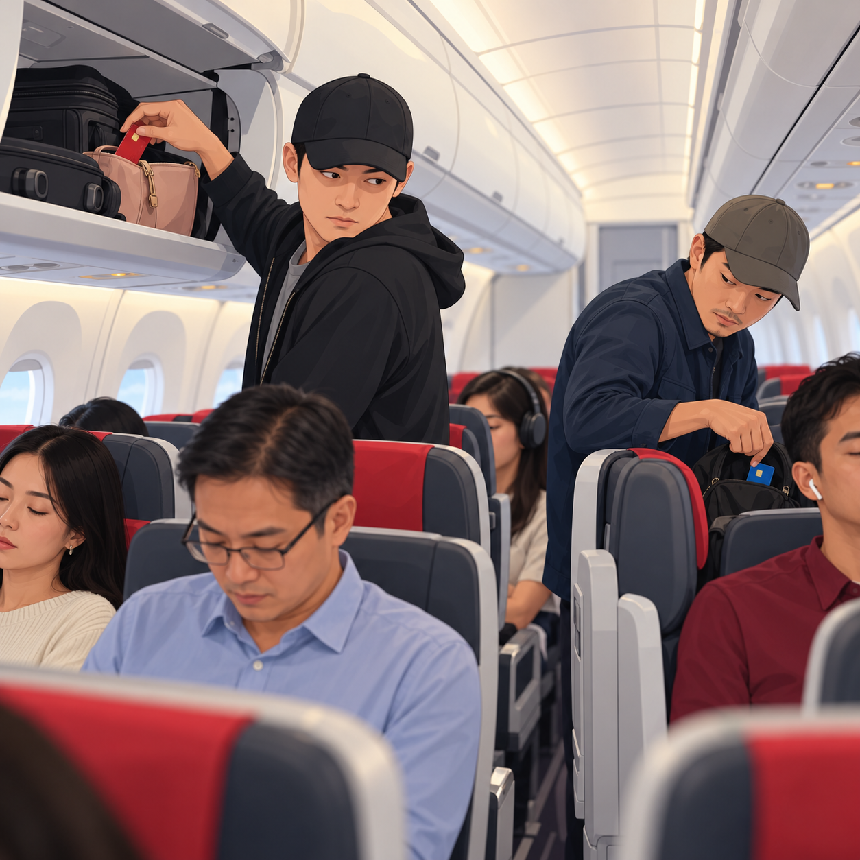 两名中国男子涉嫌在航班行李架偷银行卡被控