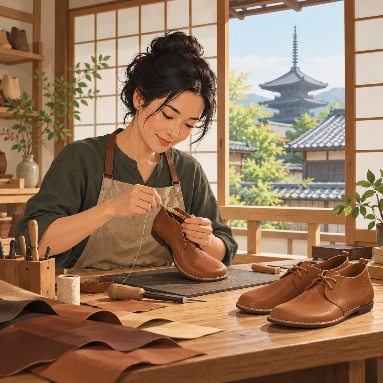 新加坡鞋匠迁居京都，手工制作赤足鞋