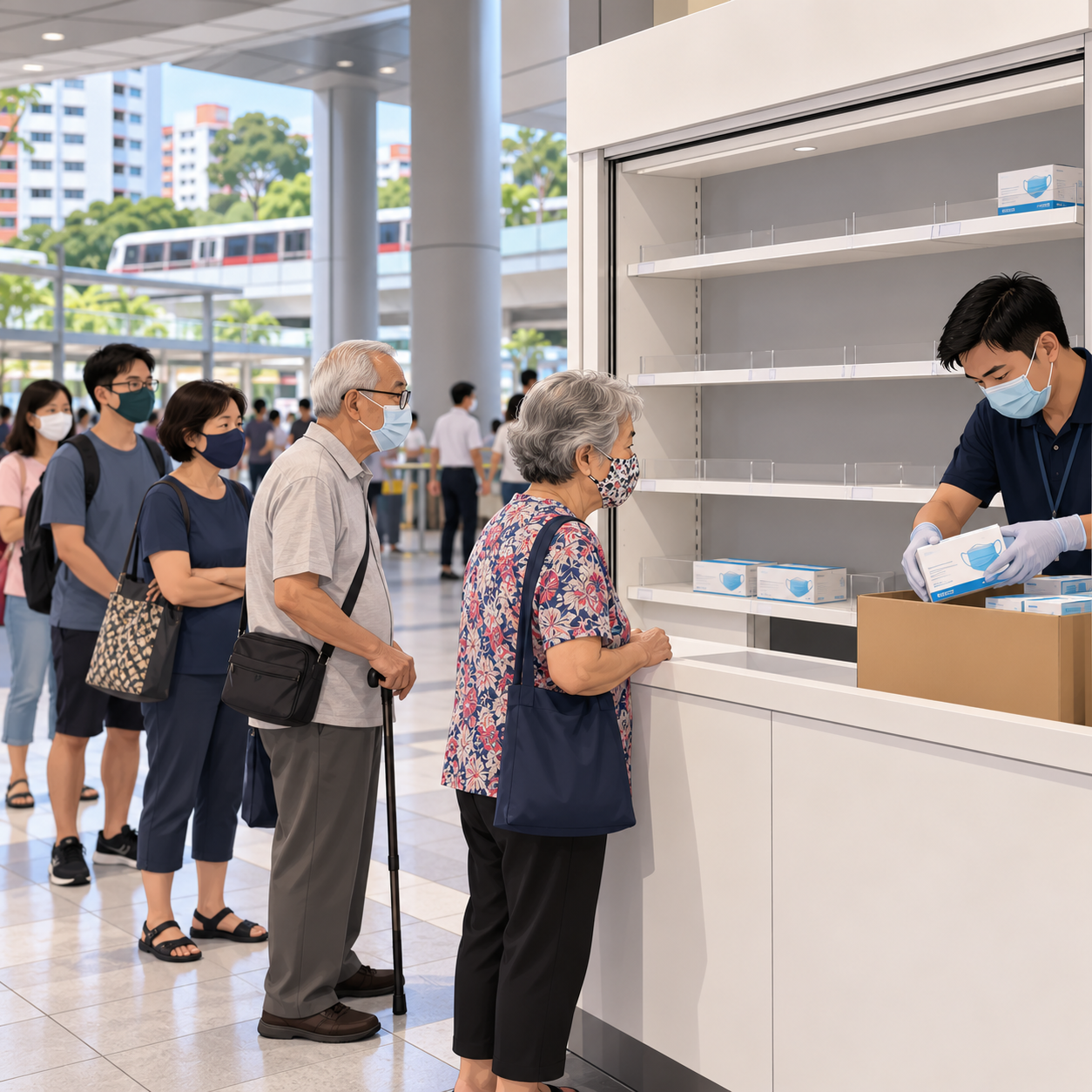 N95口罩领取踊跃，部分自助机补货不及需求