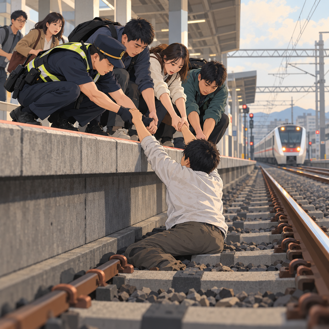 台南男子与母亲争执后跳下铁轨 警民合力救回