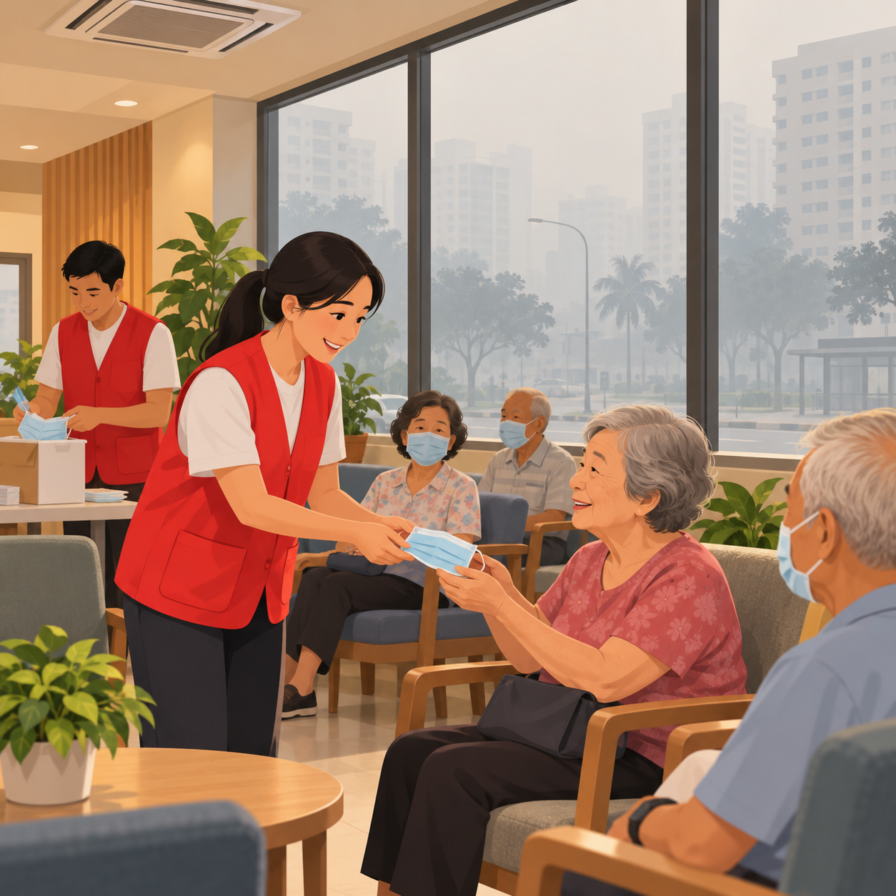 烟霾持续严重，民众俱乐部发放口罩并开放冷气空间