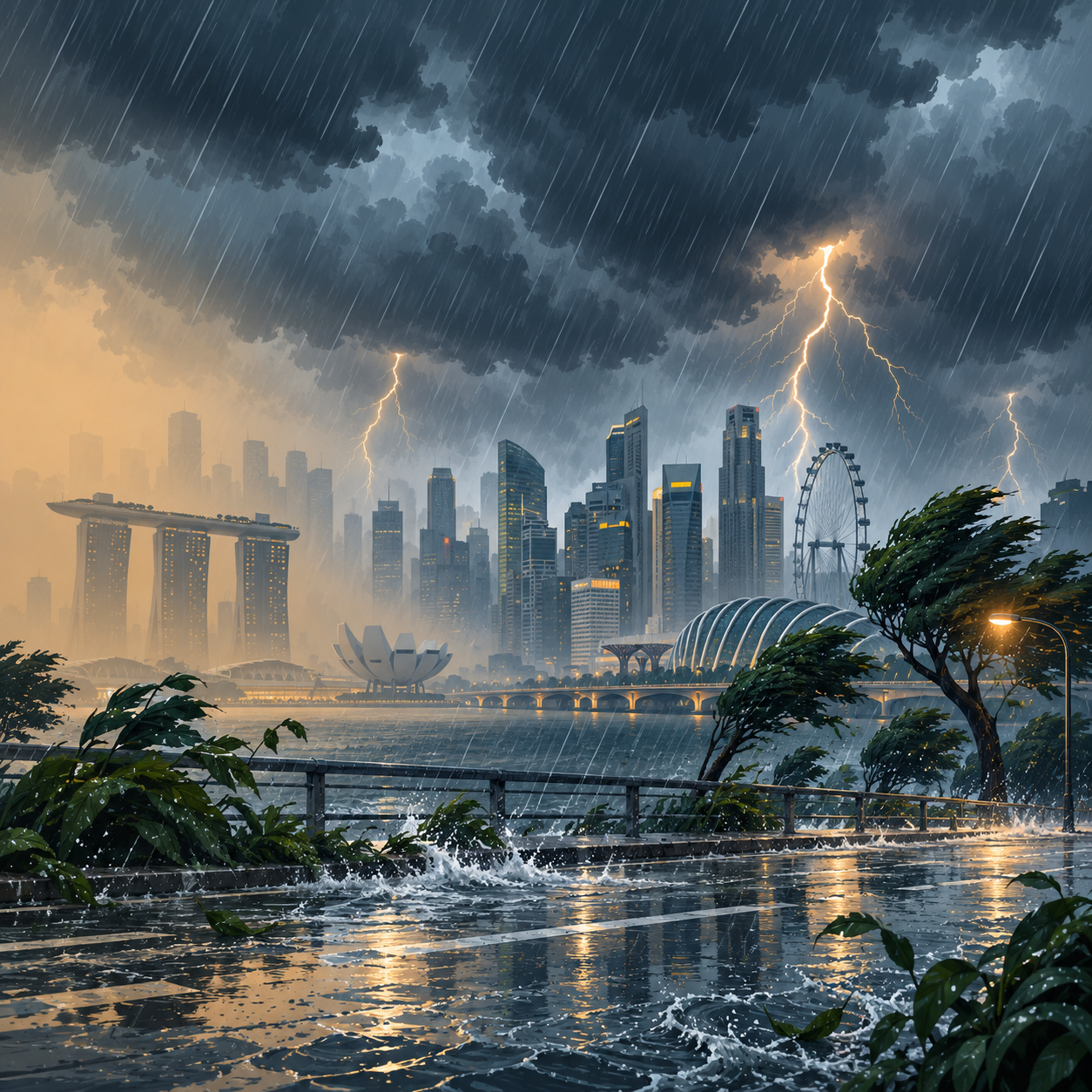 新加坡三地预计出现雷雨并伴阵风，西部雾霾指数达207