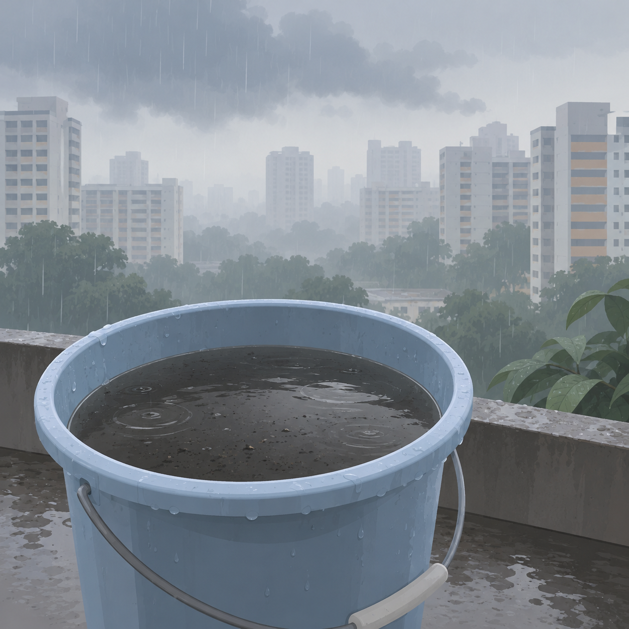 新加坡雨后收集的雨水呈灰黑色，引发网民关注