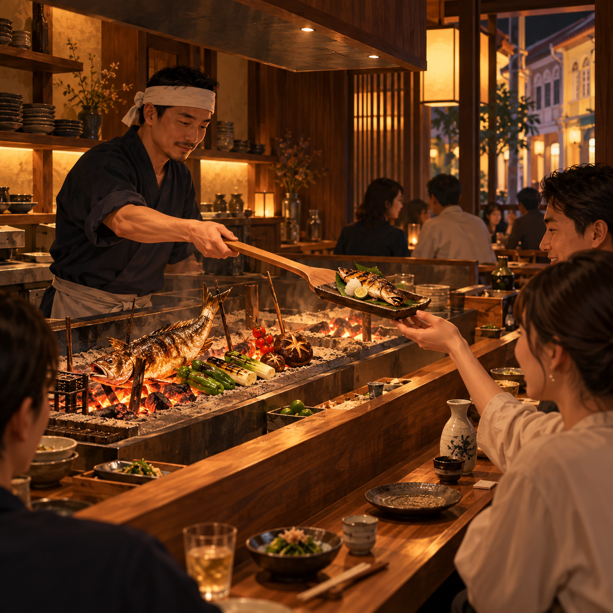 达士敦岭日料店以炭火慢烤呈现炉端烧体验