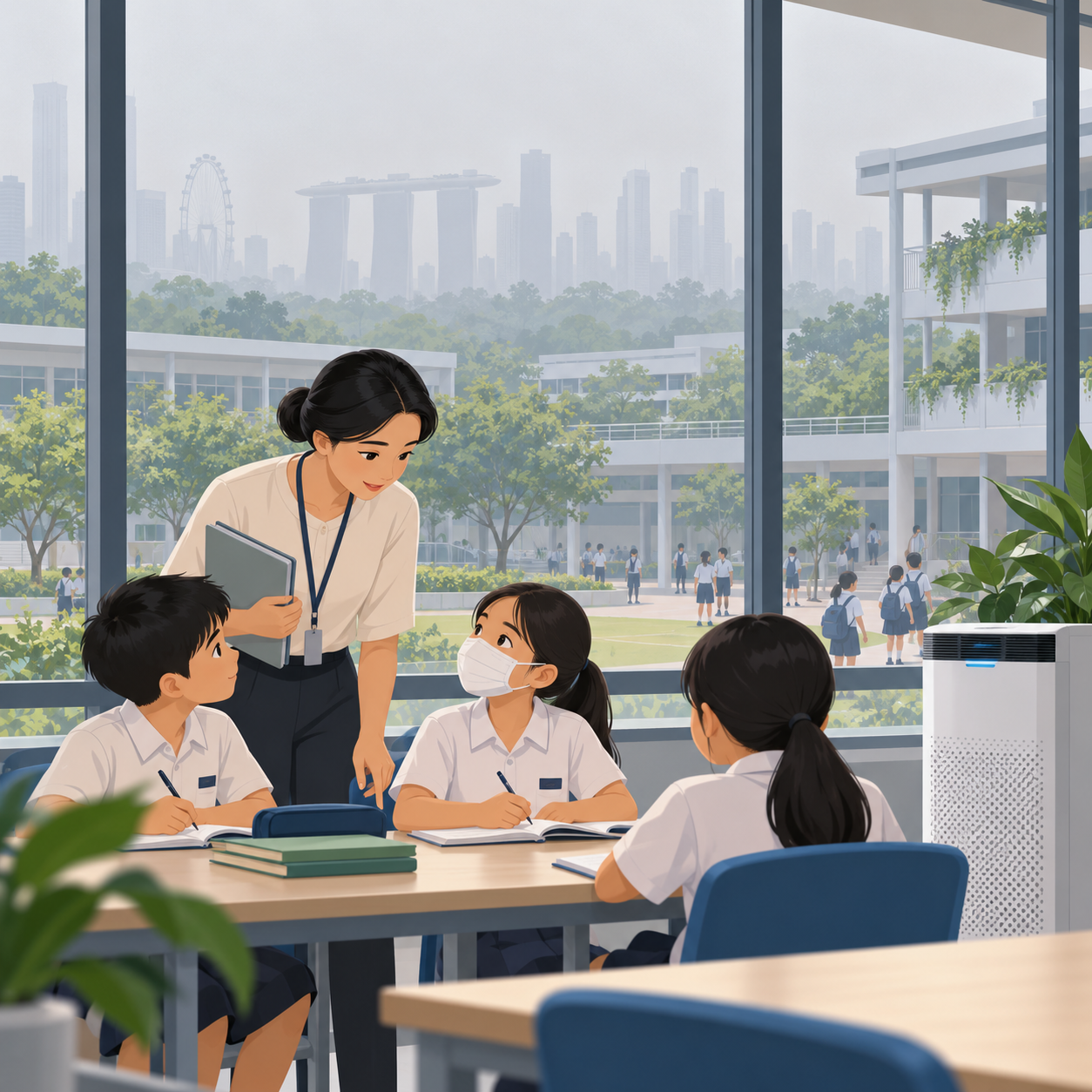 新加坡学校按PM2.5情况采取防霾措施，必要时调整户外活动