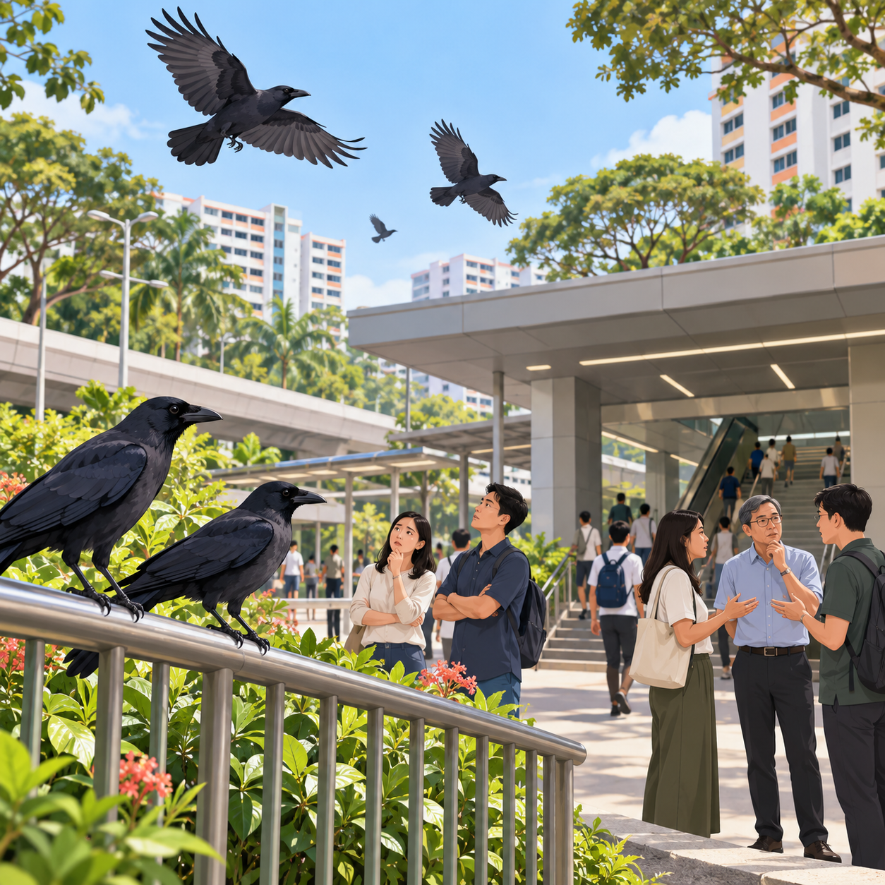 Aljunied地铁站附近清除乌鸦引发争议