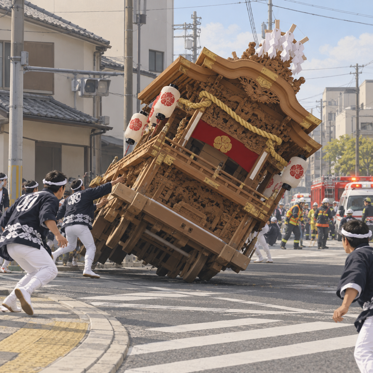 日本大阪府两场祭典花车翻覆致两人死亡、至少16人受伤