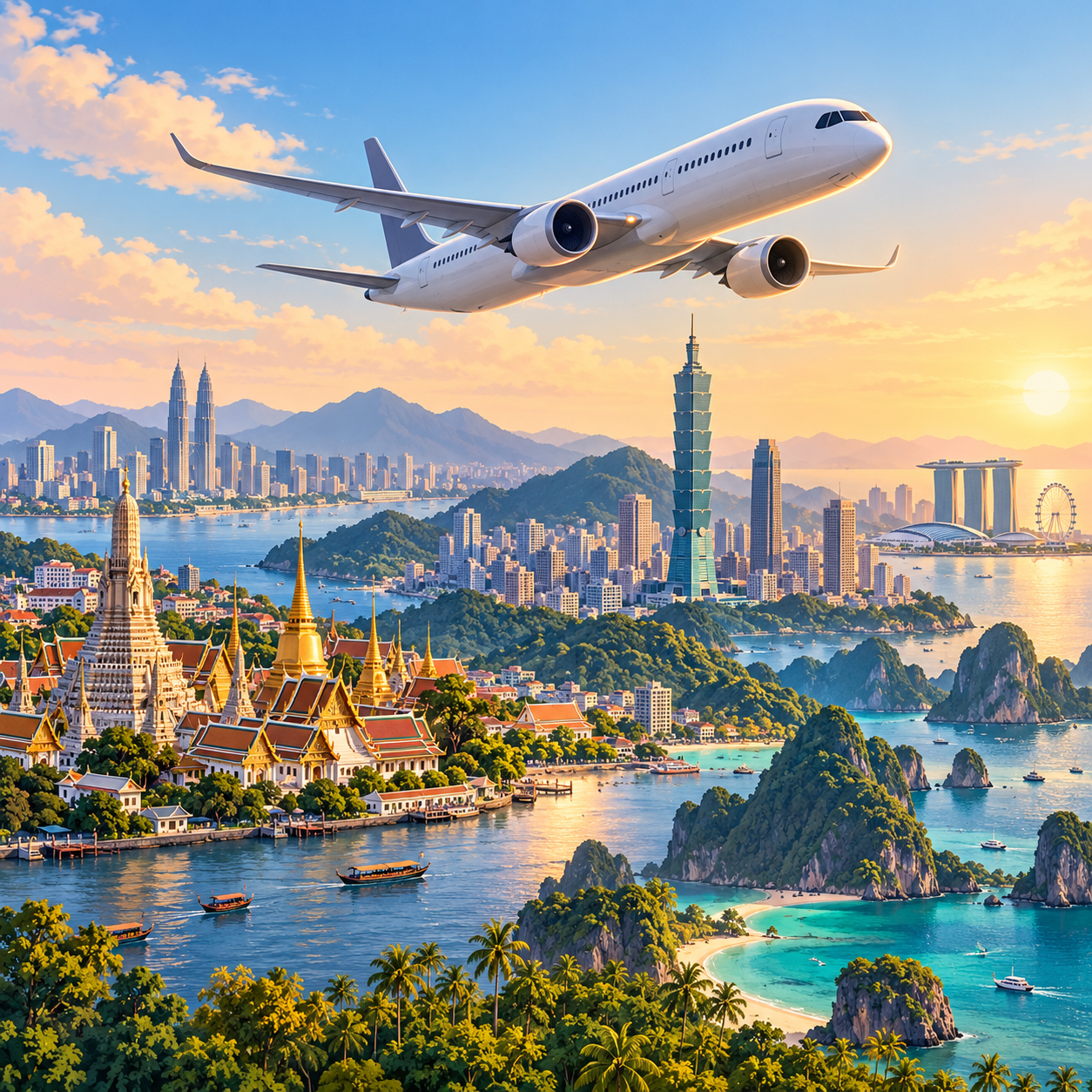 新加坡航空往返曼谷、台北等地机票258新元起