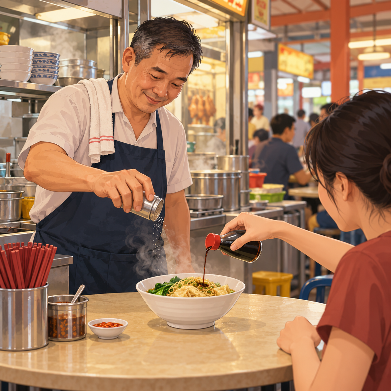 新加坡小贩减盐不易：顾客担心味道变淡