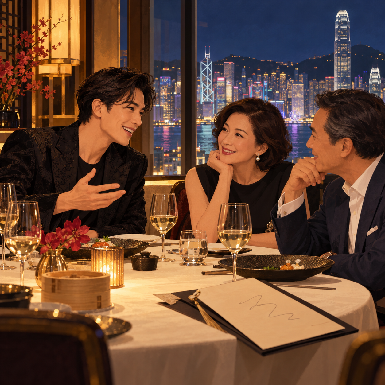 威肯与梁朝伟、刘嘉玲在香港共进晚餐，还在菜单上留下手写感谢
