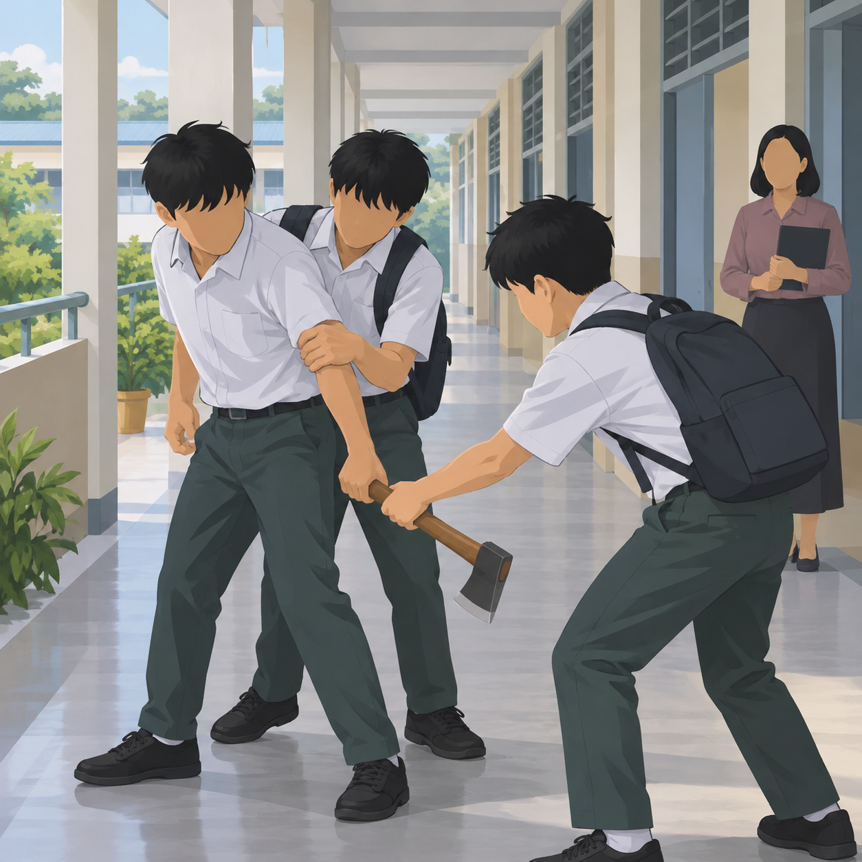 古晋一所私立学校发生持斧袭击事件，16岁学生被警方扣留