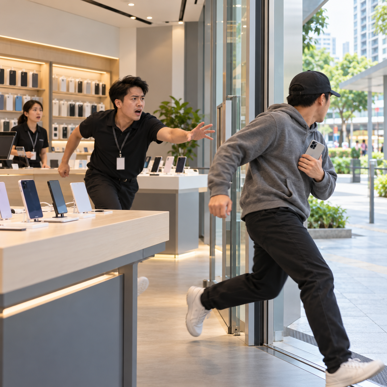 男子在后港手机店抢走iPhone 17 Pro Max后逃离