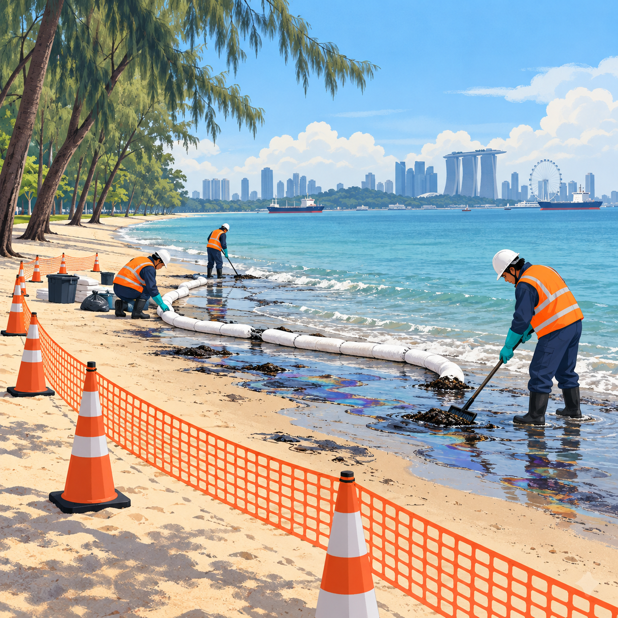 东海岸公园D区部分海滩暂时关闭清理油污