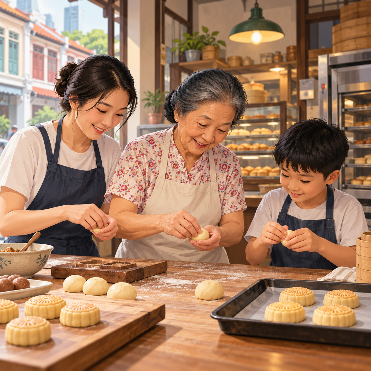 一家人传承妈妈的传统糕饼手艺