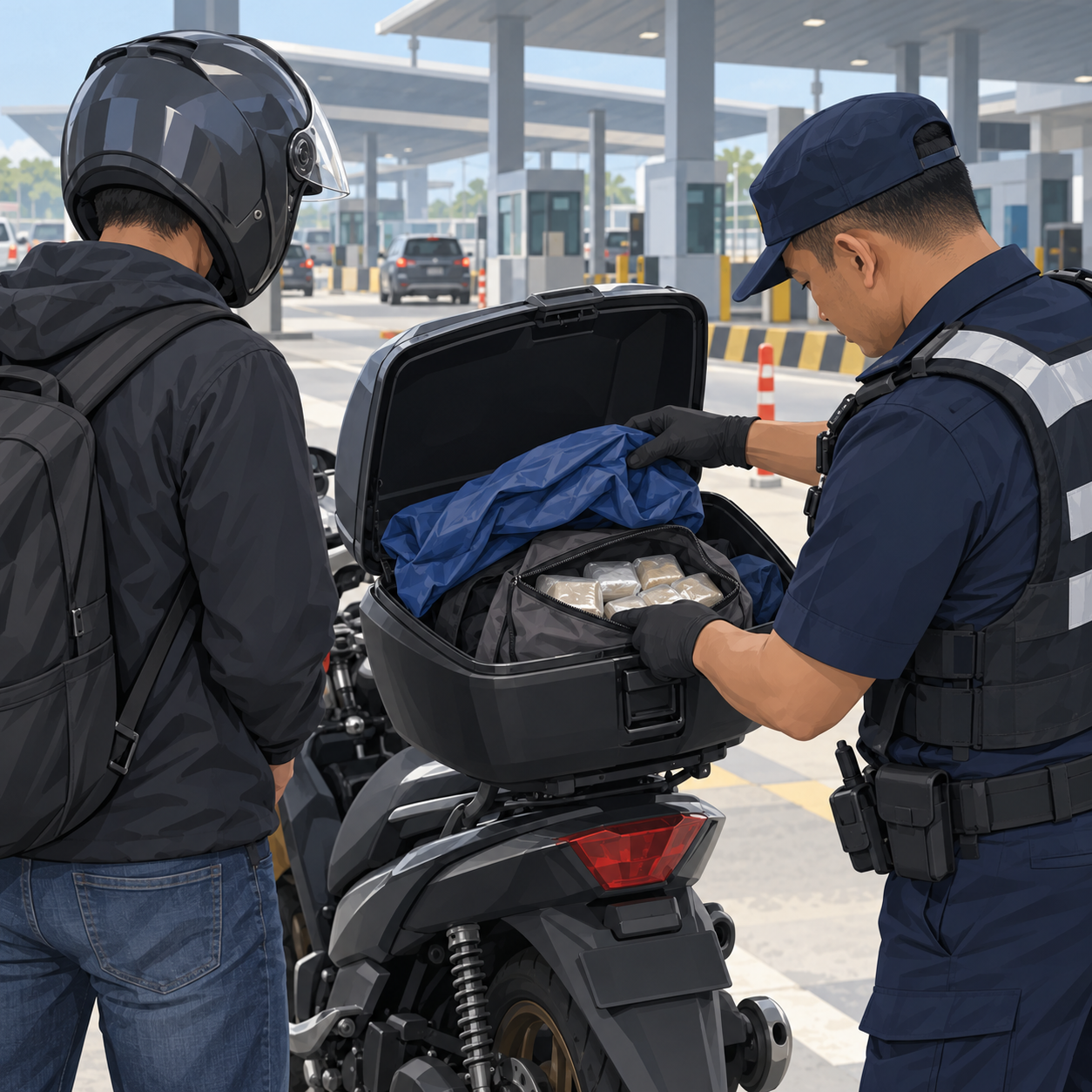 大士关卡摩托车藏逾2公斤毒品，马来西亚男子被捕
