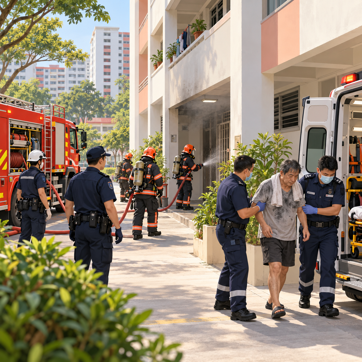 大巴窑火患一名61岁男子送院，警方调查起火原因