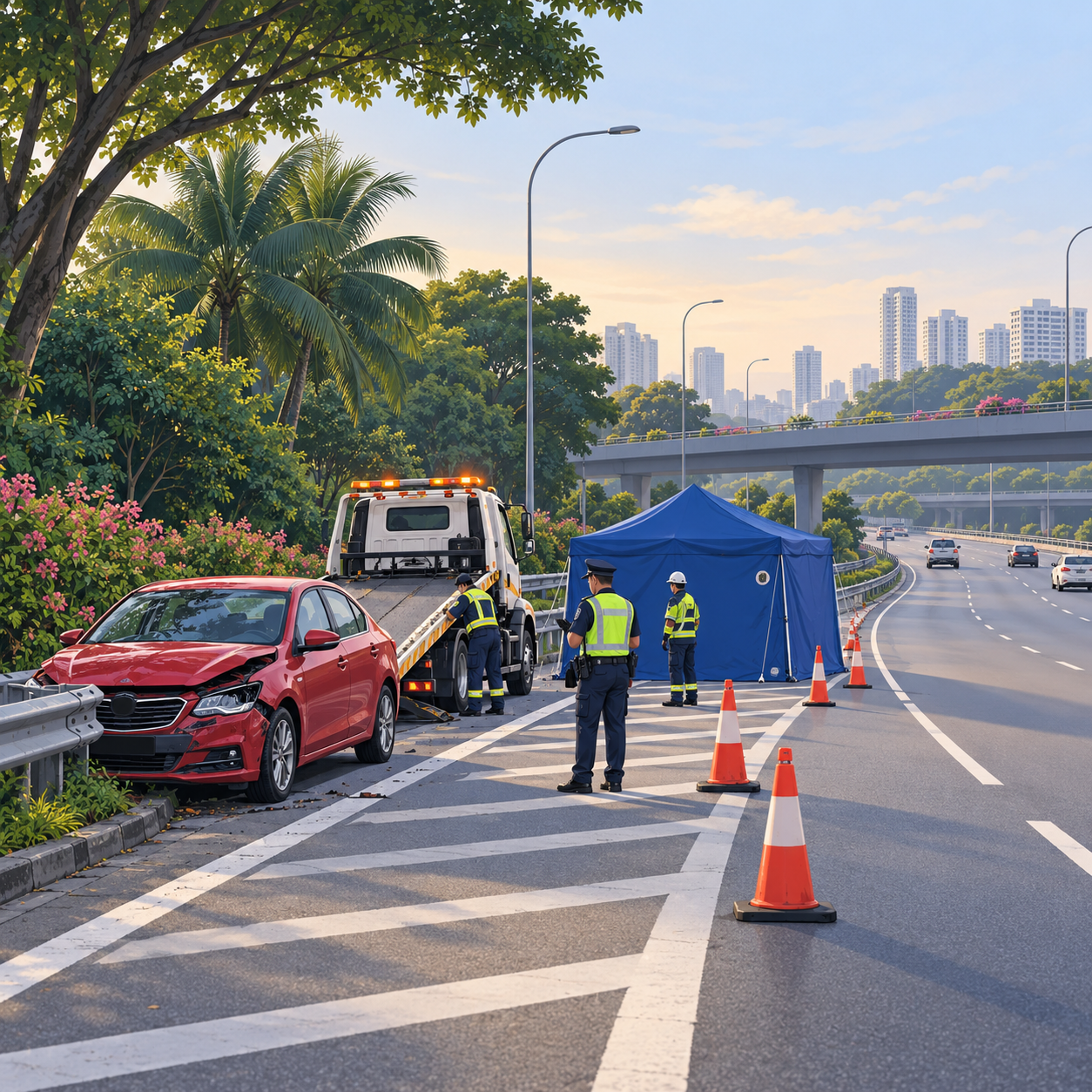 KJE近兀兰出口发生车祸 一人死亡