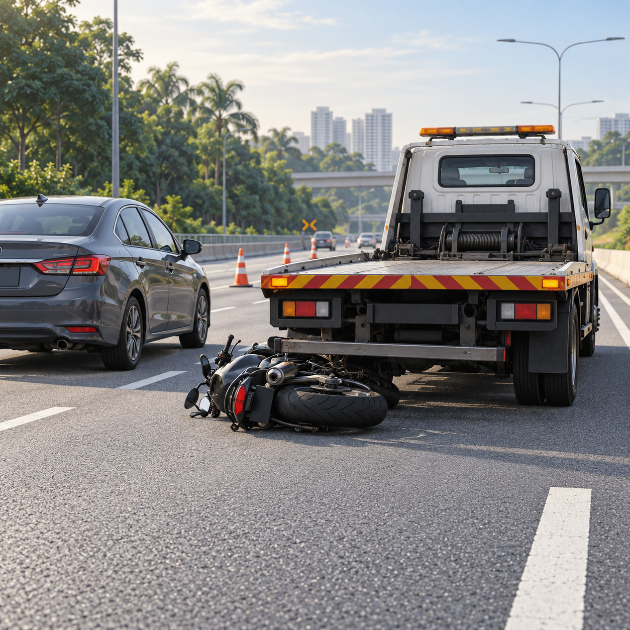 男摩托车骑士在KJE事故中身亡，涉及拖车