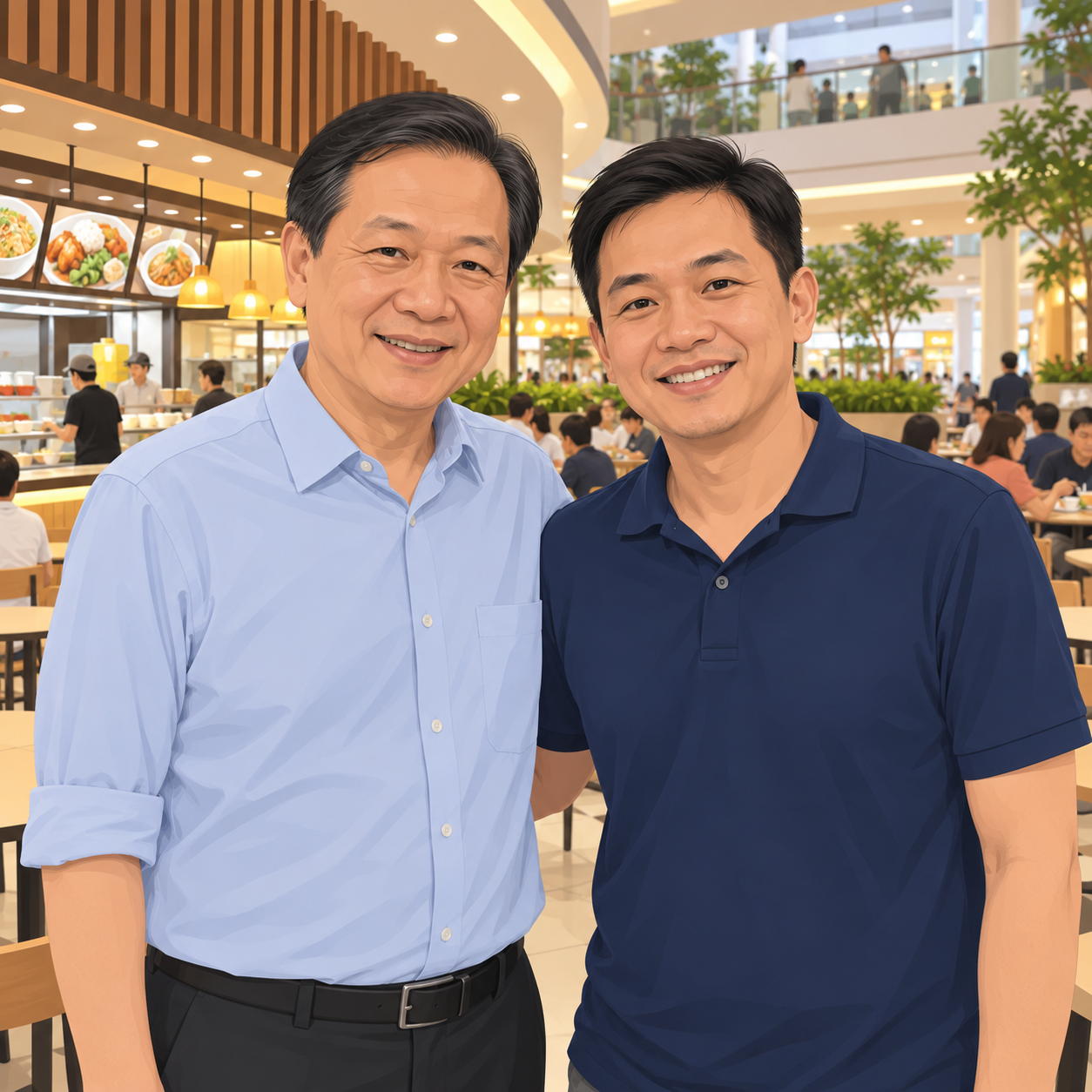 黄循财与工人党志愿者在榜鹅偶遇并合影
